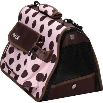 Pet Life | Pet Life  Casual Polka-Dotted Airline Approved Folding Zippered Collapsible Travel Pet Dog Carrier w/ Pouch,商家Premium Outlets,价格¥386