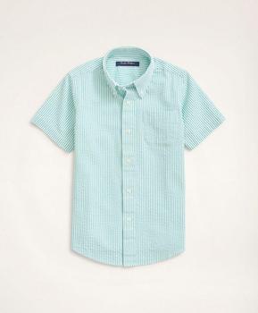 Brooks Brothers | Boys Short-Sleeve Seersucker Stripe Sport Shirt商品图片,5折