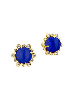 商品Syna | Mogul 18K Yellow Gold, Lapis Lazuli, & 0.25 TCW Diamond Hexagonal Stud Earrings,商家Saks Fifth Avenue,价格¥13486图片