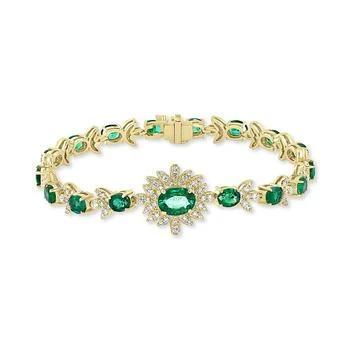 Effy | EFFY® Emerald (6-3/8 ct. t.w.) & Diamond (1-1/5 ct. t.w.) Link Bracelet in 14k Gold,商家Macy's,价格¥31747