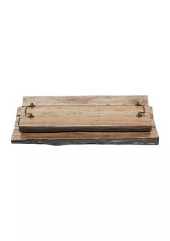 商品Rustic Teak Wood Tray - Set of 2图片