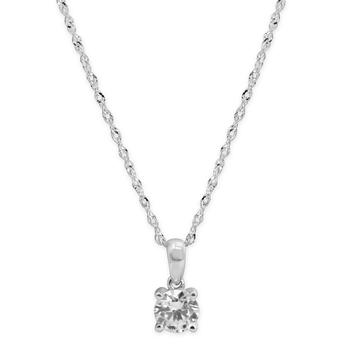 商品Arabella | Cubic Zirconia Solitaire 18" Pendant Necklace in 14k White Gold,商家Macy's,价格¥2254图片