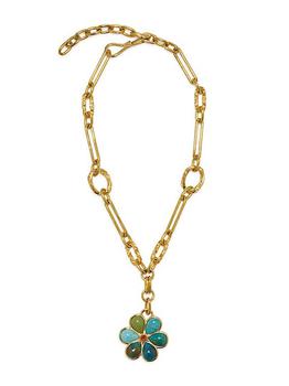 商品Lizzie Fortunato | 18K Gold-Plated, Turquoise & Citrine Daisy Pendant Necklace,商家Saks Fifth Avenue,价格¥2687图片