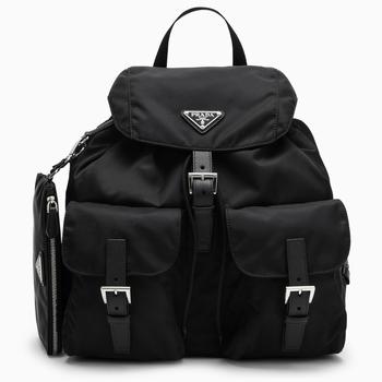 商品Black Re-Nylon and Saffiano backpack with pouch图片
