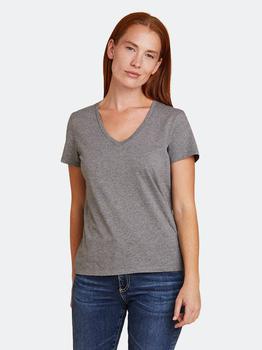 Majestic, Majestic | Cotton Silk Touch S/S V-Neck Gris Chine (Grey)商品图片 