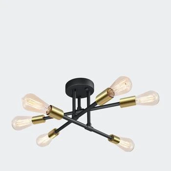 Defong | 6-Lights Sputnik Semi Flush Mount Ceiling Light Fixture,商家Verishop,价格¥320