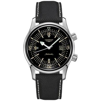 Longines | Men's Swiss Automatic Legend Diver Black Leather Strap Watch 42mm商品图片,独家减免邮费
