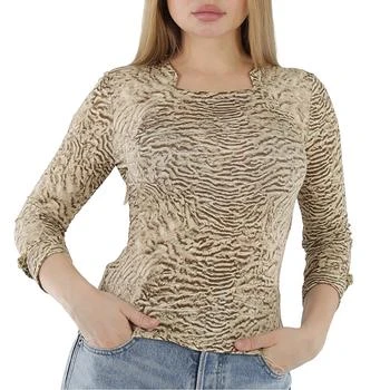 Burberry | Pale Taupe Astrakhan Print Stretch Jersey Long-sleeve Top 6折, 满$200减$10, 满减