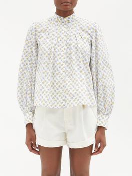 推荐Yana floral-print cotton blouse商品
