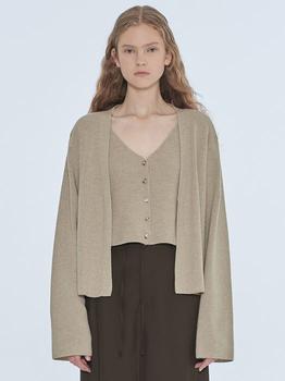 商品DIAGONAL | Vest Layered Knit Top Cardigan (Beige),商家W Concept,价格¥1302图片
