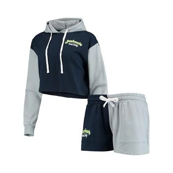 FOCO | Women's College Navy, Neon Green Seattle Seahawks Color-Block Lounge Set,商家Macy's,价格¥590