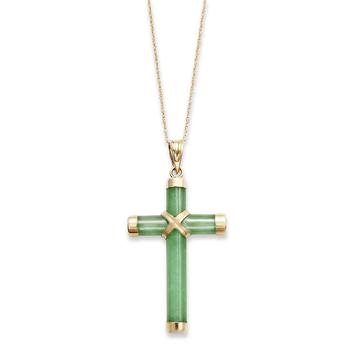 商品Macy's | Jade Cross Pendant Necklace in 14k Gold (20 ct. t.w.),商家Macy's,价格¥1977图片