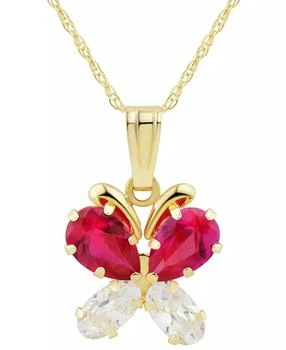 Macy's | Lab-Grown Ruby (1 ct. t.w.) & Lab-Grown White Sapphire (5/8 ct. t.w.) Butterfly 18" Pendant Necklace in 14k Gold,商家Macy's,价格¥1034