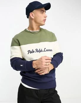 推荐Polo Ralph Lauren x ASOS exclusive collab sweatshirt in navy and green with chest panel with logo商品
