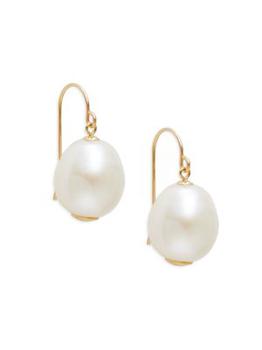 BELPEARL | 14K Yellow Gold & 11MM Freshwater Pearl Drop Earrings商品图片,5折