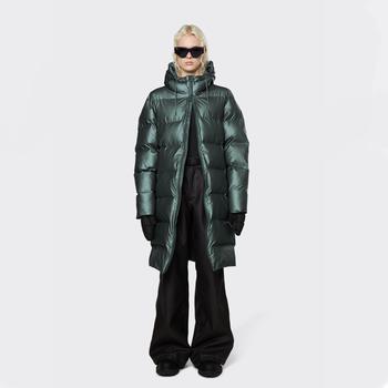 RAINS | Rains Long Puffer Jacket - Silver Pine商品图片,满$175享8.9折, 满折