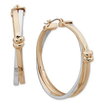 Anne Klein | Two-Tone Medium Hoop Earrings, 1.8"商品图片,