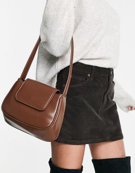 asos腋下包, ASOS | ASOS DESIGN curved shoulder bag with flap in chocolate商品图片 5折