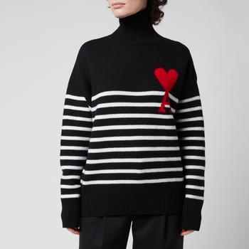 商品AMI | AMI Women's De Coeur Striped Turtleneck Jumper - Black/White,商家Coggles CN,价格¥1803图片