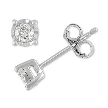 商品Macy's | Diamond Stud Earrings (1/5 ct. t.w.) in Sterling Silver, 14K Gold or Rose Gold over Sterling Silver,商家Macy's,价格¥609图片