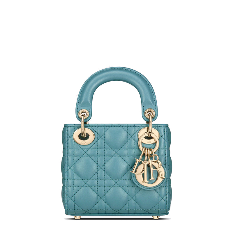 迪奥手提包, Dior | 【包税】DIOR/迪奥 22新款LADY DIOR系列 女士天蓝色小羊皮藤格纹羊皮革单肩斜挎手提戴妃包S0856ONGE_M08Z商品图片 额外9.5折, 包邮包税, 额外九五折