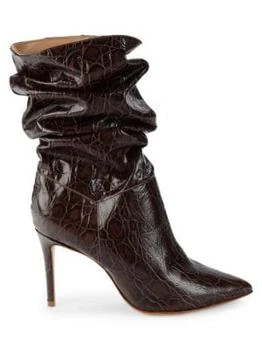 推荐Ashlee Croc-Embossed Slouchy Stiletto Boots商品