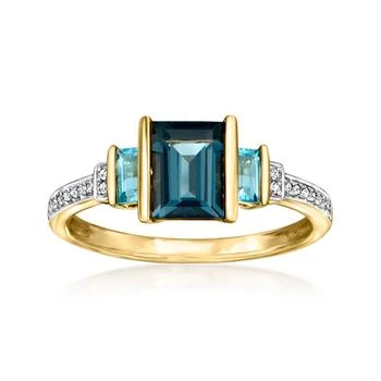 Ross-Simons | Ross-Simons London and Swiss Blue Topaz Ring With Diamond Accents in 14kt Yellow Gold,商家Premium Outlets,价格¥4069