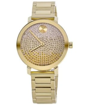 推荐Movado Bold Evolution Yellow Gold-Tone Crystal Pave Dial Women's Watch 3600931商品