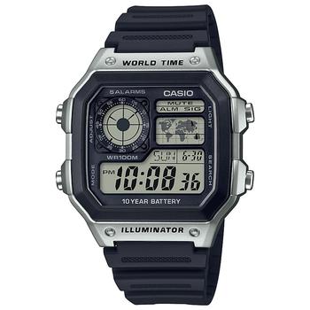 推荐男式数字黑色树脂表带手表42.1mm商品