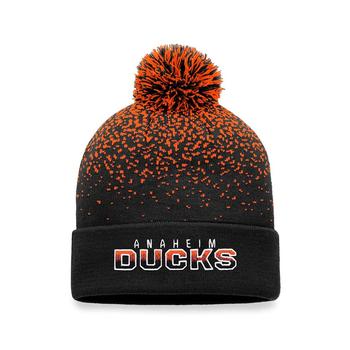 Fanatics | Men's Branded Black Anaheim Ducks Iconic Gradient Cuffed Knit Hat with Pom商品图片,