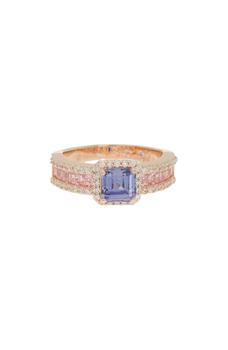商品Suzy Levian | Goldtone Plated Sterling Silver Blue Pink Cubic Zirconia Bridal Ring,商家Nordstrom Rack,价格¥869图片