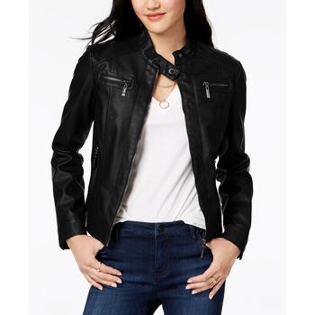 Juniors' Faux-Fur-Lined Moto Jacket product img