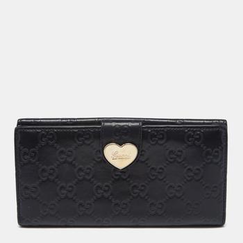 推荐Gucci Black Guccissima Leather Flap Continental Wallet商品