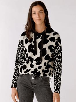 Oui | Oui Black White Animal Print Hoodie 76912 0991商品图片,满$175享8.9折, 满折