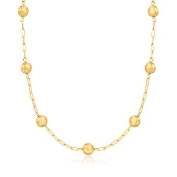 商品Ross-Simons | Ross-Simons Italian 18kt Gold Over Sterling Beaded Paper Clip Link Necklace,商家Premium Outlets,价格¥709图片