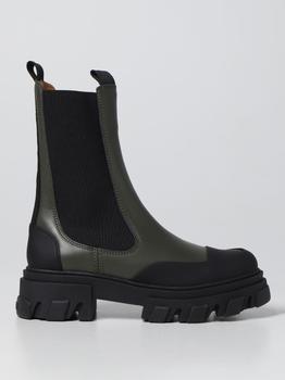 推荐Ganni ankle boot in leather and rubber商品
