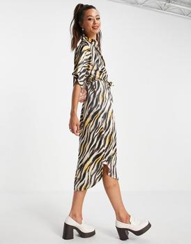 Topshop | Topshop animal shirt dress in beige商品图片,7.9折