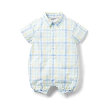 Janie and Jack | Plaid Collar Romper (Infant) 