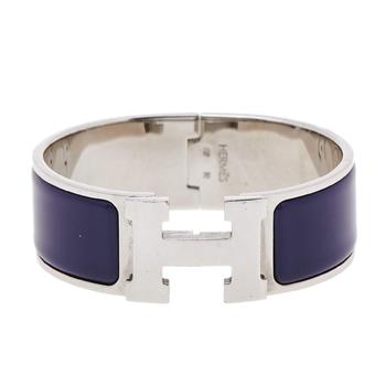 推荐Hermès Clic H Purple Enamel Palladium Plated Narrow Bracelet PM商品