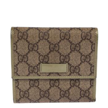 更多VAVA by Joy Han, [二手商品] Gucci | Gucci Beige/Green GG Supreme Canvas and Leather Joy French Wallet商品图片 5折