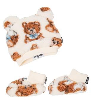 商品Moschino | Baby cotton-blend faux fur beanie and shoes,商家MyTheresa,价格¥1002图片