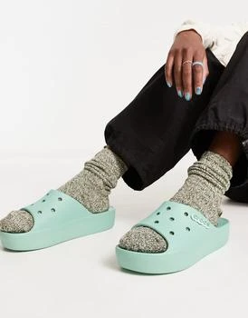 推荐Crocs platform slider sandals in jade stone商品