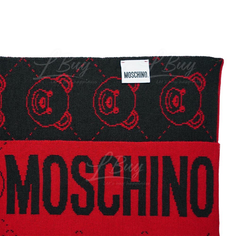 春装莫斯奇诺围巾, Moschino | MOSCHINO 女士红色泰迪熊红黑双面围巾 50120-M5256-007商品图片 独家减免邮费