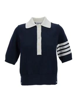 Thom Browne | Hector Icon Jersey Stitch Intarsia Ss Polo In Cotton W/ 4 Bar Stripe,商家Italist,价格¥6275