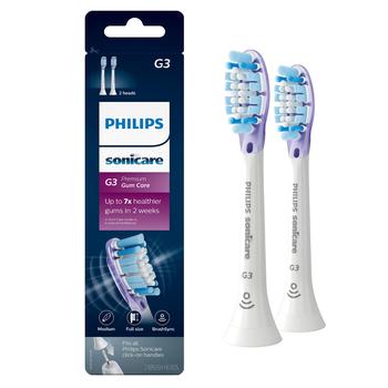商品Philips Sonicare | Philips Sonicare Genuine G3 Premium Gum Care Replacement Toothbrush Heads, 2 Brush Heads, White, HX9052/65,商家Amazon US editor's selection,价格¥253图片