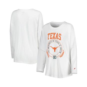 商品Women's White Texas Longhorns Clothesline Oversized Long Sleeve T-shirt图片