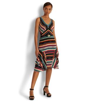 女装拉夫劳伦连衣裙, Ralph Lauren | Petite Striped Crinkle Georgette Sleeveless Dress商品图片 6折