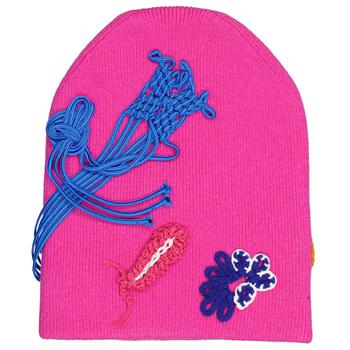 推荐Burberry Fuchsia Pink Floral Crochet Cashmere Blend Beanie商品