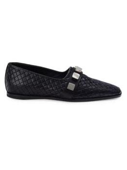 推荐​Studded Woven Leather Loafers商品