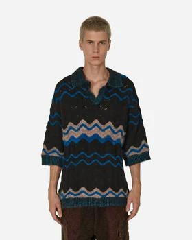 推荐Northern Soul Knit Polo Sweater Black / Blue商品